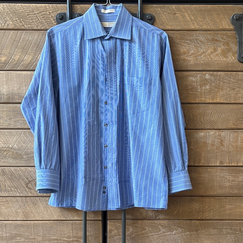 Michael Kors Men’s Classic Blue Striped Dress Shirt